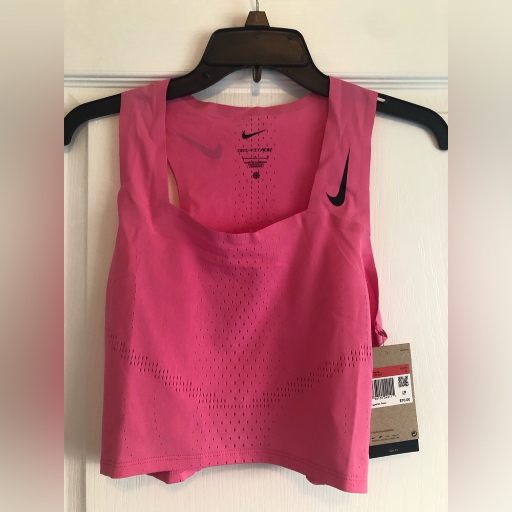 Nike Dri-FIT ADV AeroSwift Women's Running Crop Top Pink Size Large  DM8728-606.